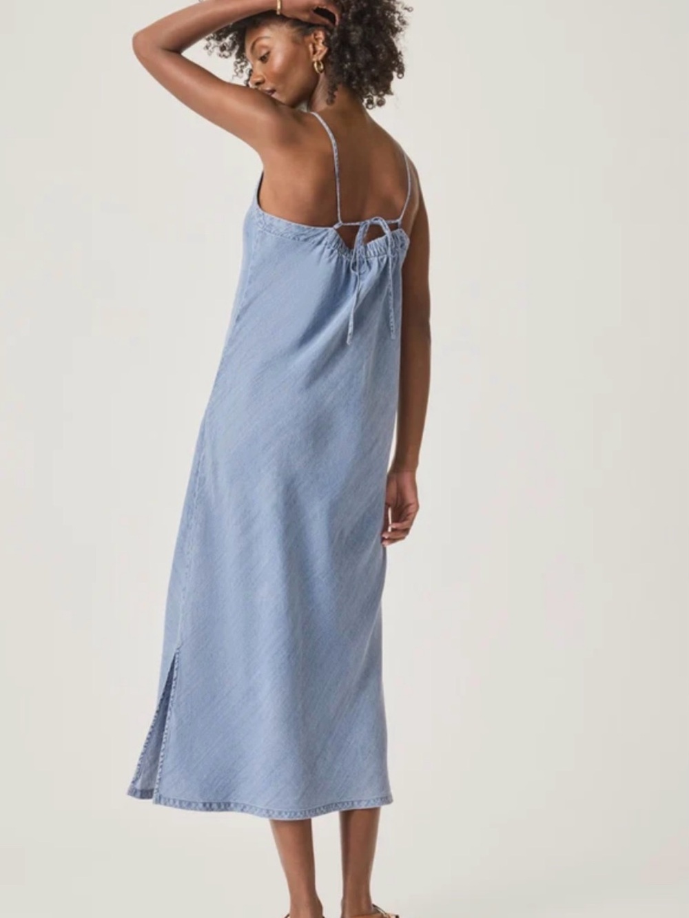Splendid Light Blue Indigo Denim Slip Midi Dress - Picture 4 of 9